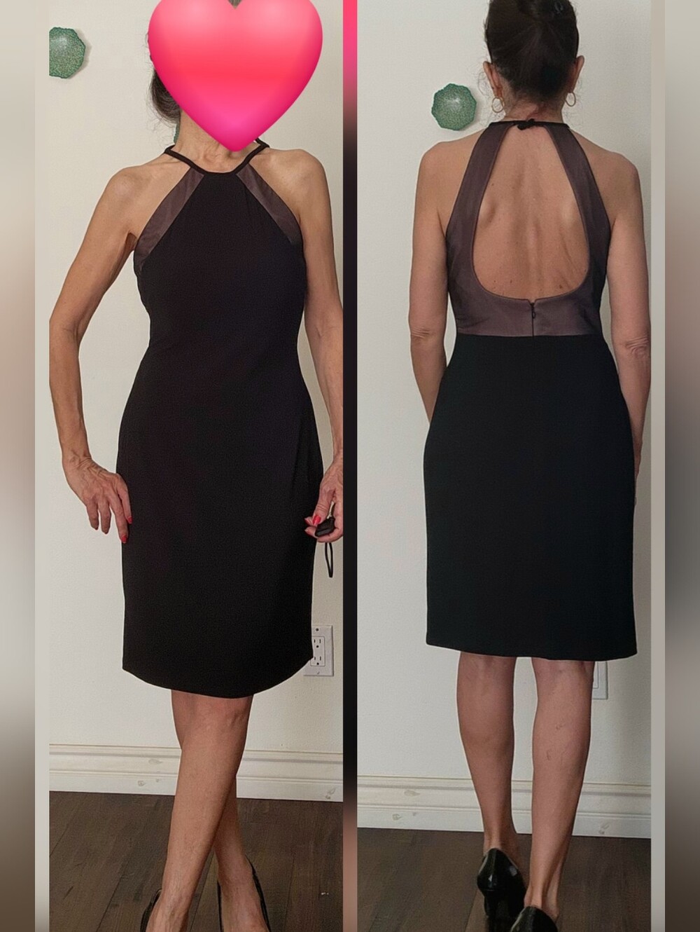 NWT Morgan&Co Black Halter Dress with Mesh Insets